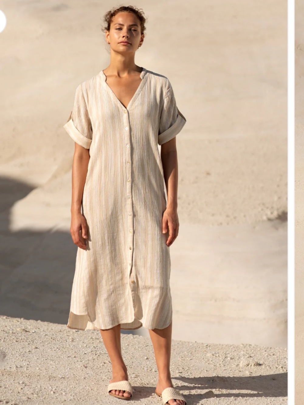 Nomad the Label, Athena Cotton Dress, Sand Stripe